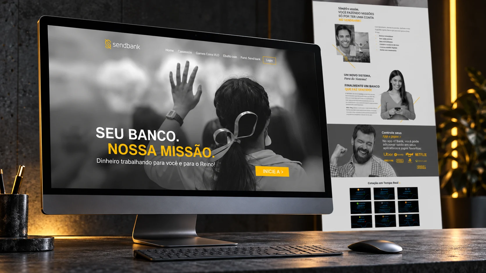 Sendbank, Site institucional · one page